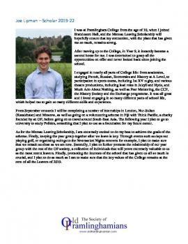 Joe Lipman ? Moreau Scholar 2019-22 - 120819