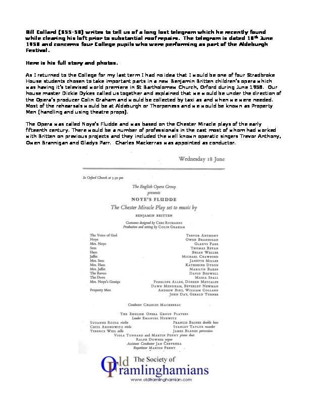 Bill Collard - Noyes Fludde Story