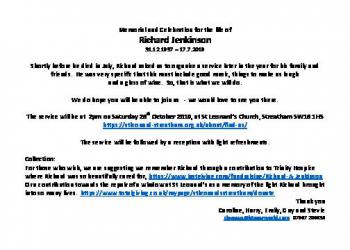 Memorial and Celebration for the life of Richard Jenkinson
