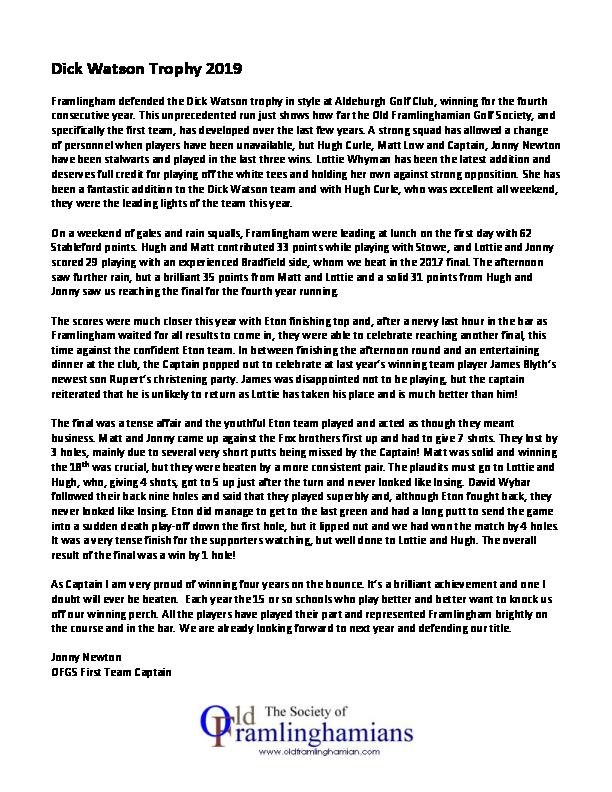 Dick Watson - October 2019