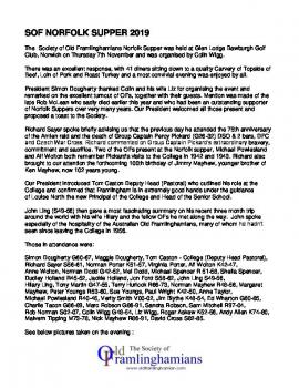 SOF Norfolk Supper 2019