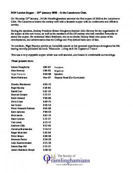 SOF London Supper - Jan 2020 Report