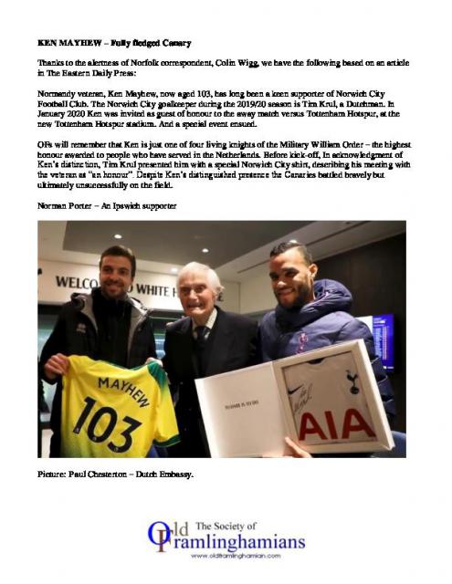 Ken Mayhew - 103 - receiving football shirt - 230120