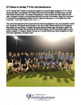 OF Hockey Report - January 2020