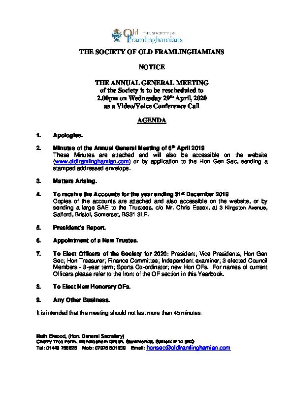 SOF AGM AGENDA 29 APRIL 2020
