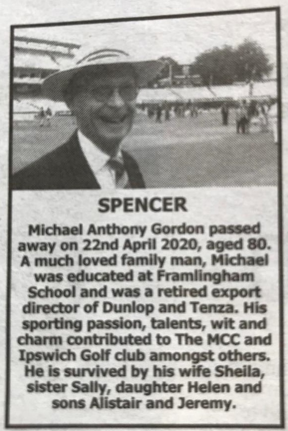 Michael Spencer (R51-58) - Times Obituary - May 2020