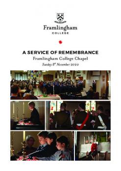 Framlingham College Remembrance Order of Service 2020