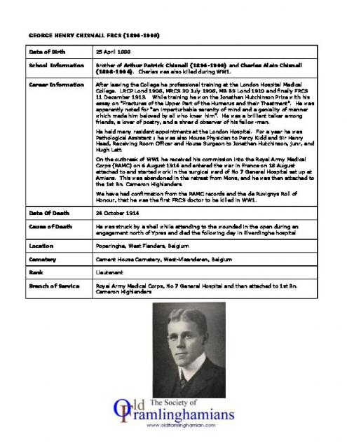 GEORGEHENRYCHISNALLFRCS1896-1903