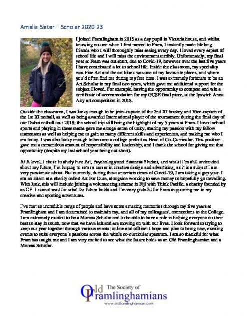 Amelia Slater ? Moreau Scholar Profile