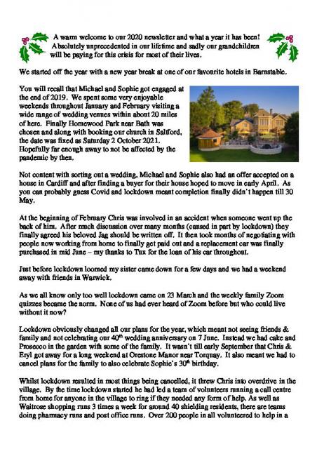 Christmas newsletter - 2020