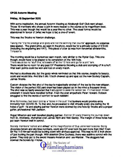 OFGS - Report on 18 September 2020