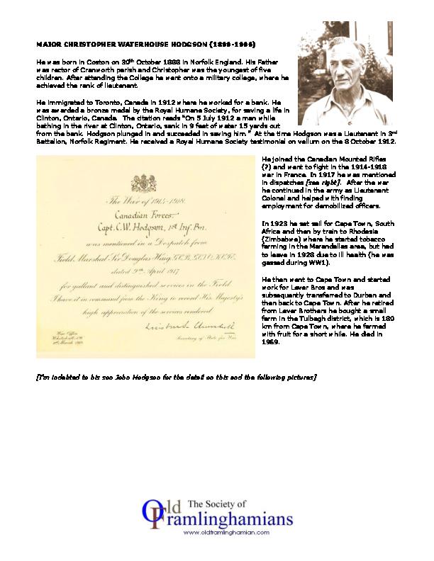 MAJORCHRISTOPHERWATERHOUSEHODGSON1899-1906