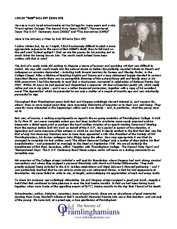 LESLIEBOBGILLETTHON OF