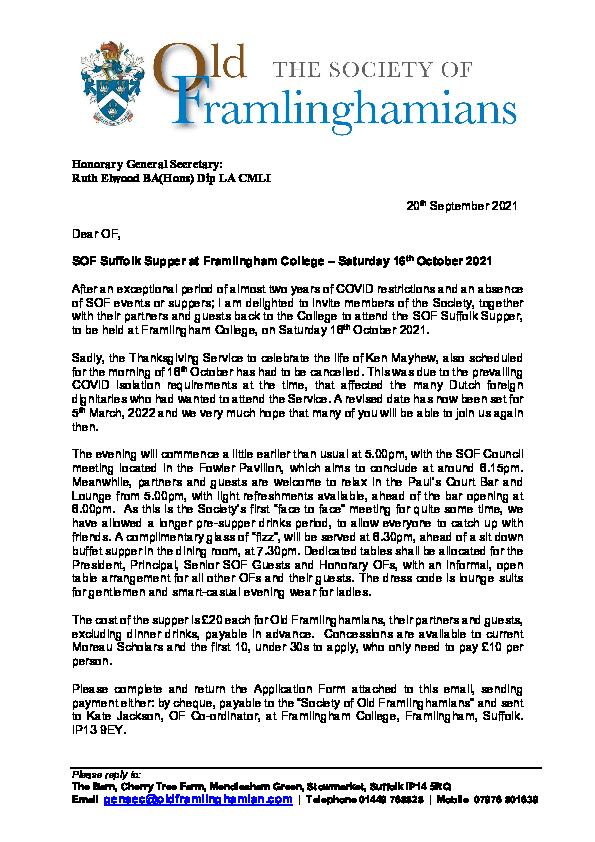 21-09-16 SOF Suffolk Supper Invitation