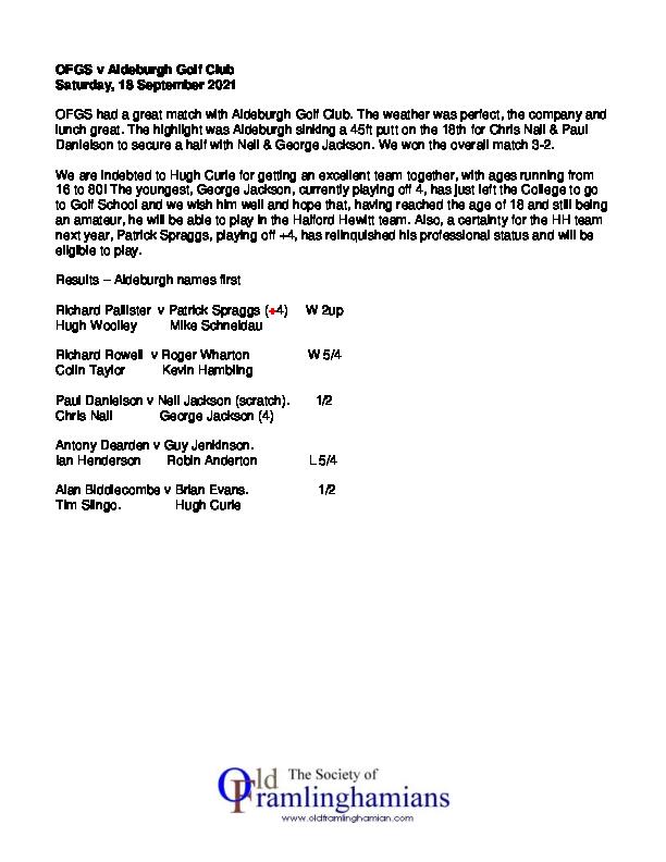 OFGS v Aldeburgh Golf Club 2021