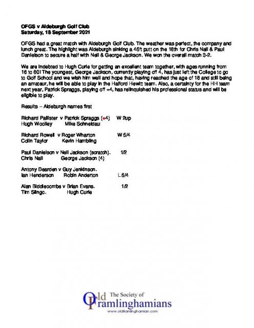 OFGS v Aldeburgh Golf Club 2021