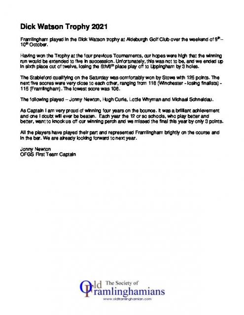 Dick Watson - October 2021