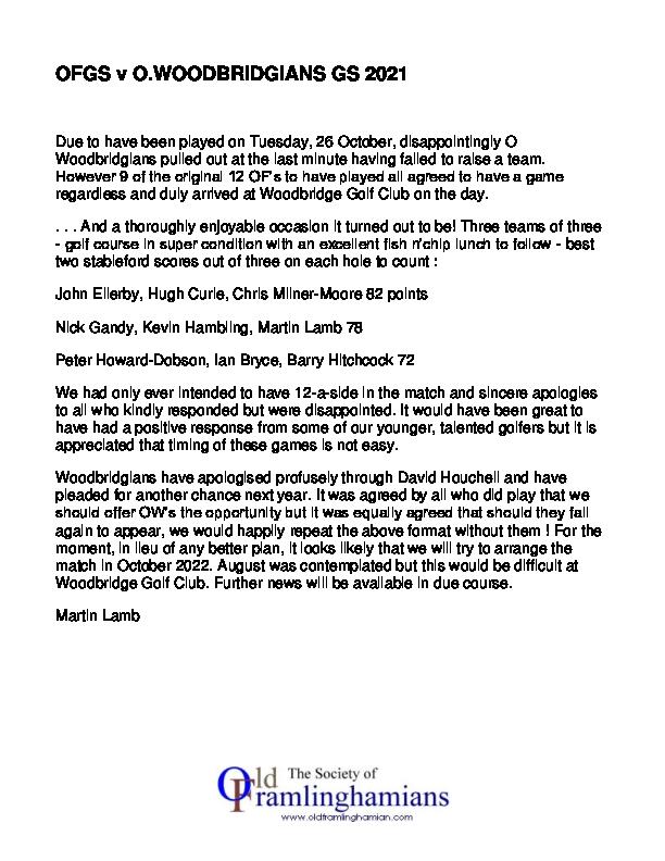 OFGS vs Old Woodbridge - October 2021