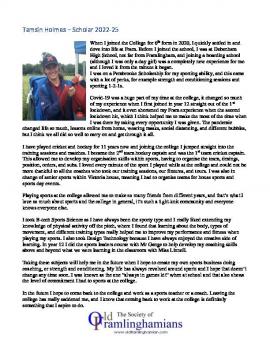 Tamsin Holmes ? Moreau Scholar