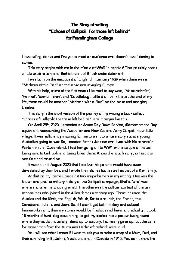 The Story of Echoes for Fram