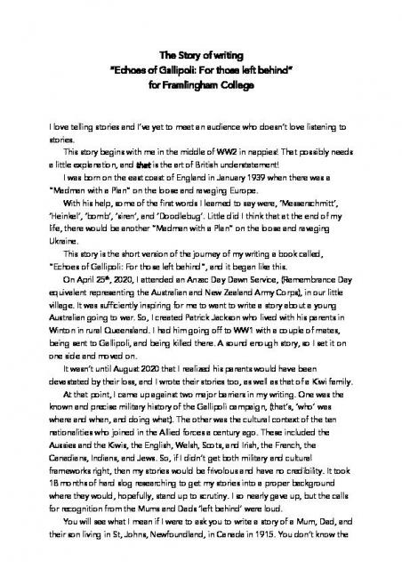 The Story of Echoes for Fram