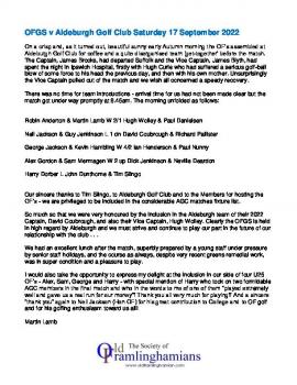 OFGC vs Aldeburgh GC -September 2022