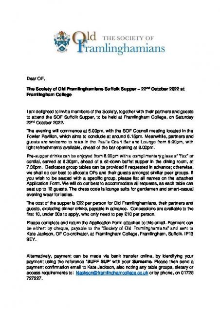 Suffolk Supper 2022 Invitation