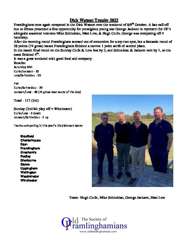 Dick Watson Trophy 2022