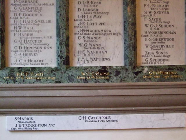 Addition to WW1 Memorial - Gordon Harmer Catchpole (1903-07)