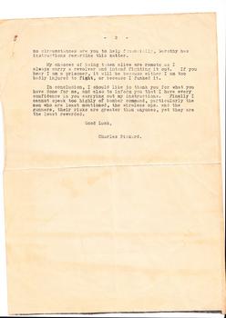 Group Captain Percy Pickard's "in the event of death" letter - page 2