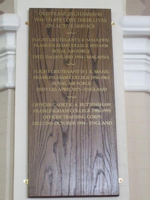 Oak Plaque to Maulden Mann Buttenshaw